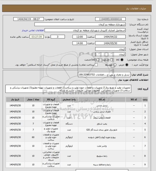 استعلام  تبدیل و مغزی و پمپ و....اطلاعات 09132983752