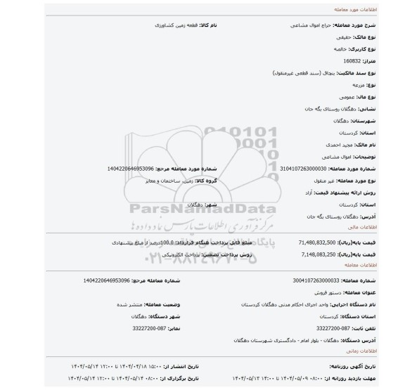 مزایده، اموال مشاعی