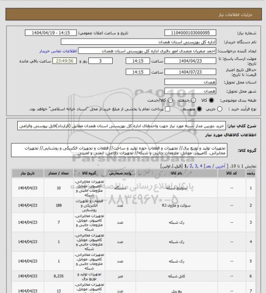 استعلام خرید دوربین مدار بسته  مورد نیاز جهت واحدهای اداره کل بهزیستی استان همدان مطابق (قرارداد)فایل پیوستی والزامی
