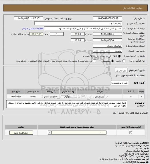 استعلام لوبیا چیتی