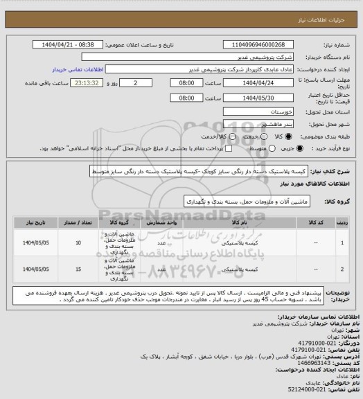 استعلام کیسه پلاستیک دسته دار رنگی سایز کوچک -کیسه پلاستیک دسته دار رنگی سایز متوسط
