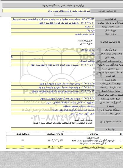مناقصه, واگذاری خدمات عمومی منطقه