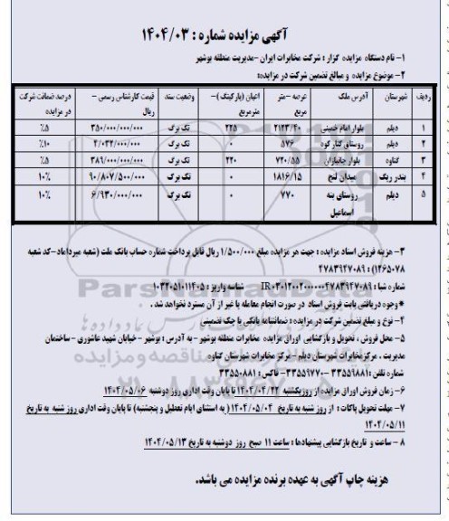 مزایده ملک