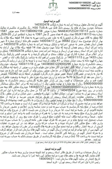 مزایده خودروی سواری هاچ ک دانگ فانگ