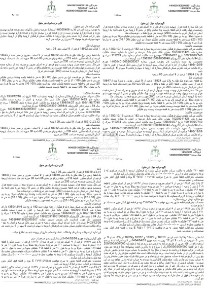 مزایده فروش یک قطعه زمین به پلاک ثبتی 18922 فرعی از 9 اصلی