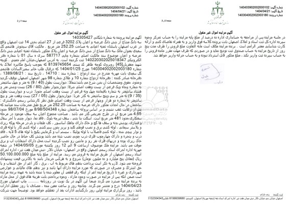 مزایده ملک به مساحت 252.25 مترمربع