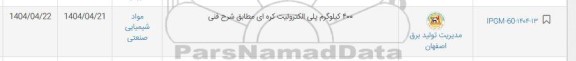 استعلام 400 کیلوگرم پلی الکترولیت کره ای 