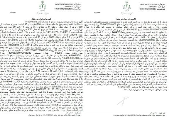 مزایده ششدانگ یک قطعه اپارتمان پلاک ثبتی 4816 فرعی از 93 اصلی