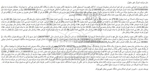 مزایده یک قطعه زمین مزروعی به پلاک ثبتی 296 فرعی از 106 اصلی مفروز و مجزی شده از 62 فرعی از اصلی