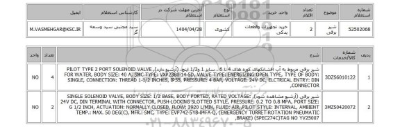 استعلام شیر برقی