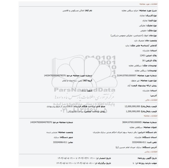 مزایده، سرقلی مغازه