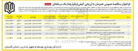 مناقصه احداث مدرسه 6 کلاسه و...- نوبت دوم