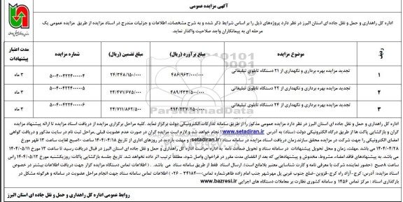 تجدید مزایده بهره برداری و نگهداری از 21 دستگاه تابلوی تبلیغاتی ...