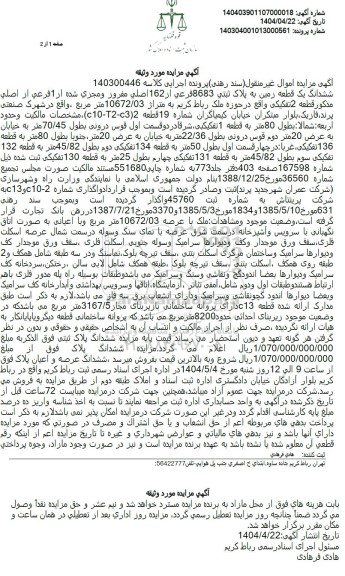 مزایده ششدانگ یک قطعه زمین پلاک ثبتی 8683 فرعی