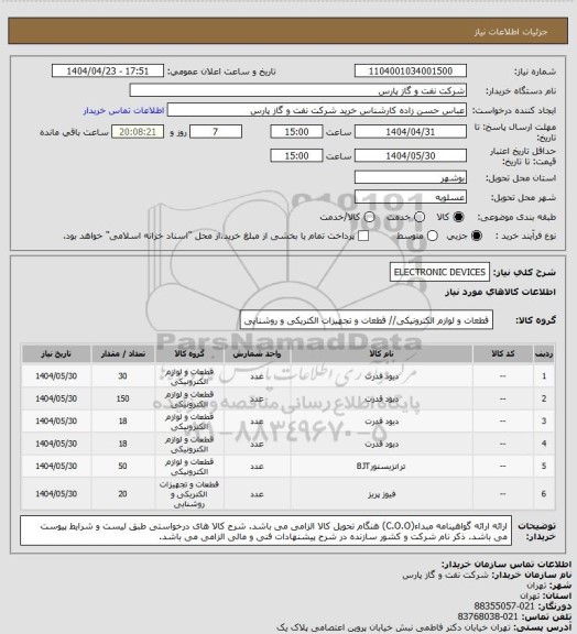 استعلام ELECTRONIC DEVICES