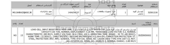 استعلام لودسل کوره پاتیلی