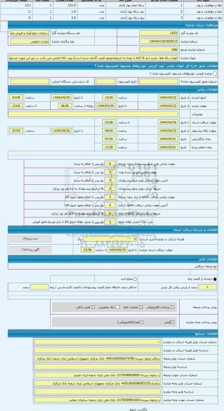 مزایده ، انواع سکه طلا. بازدید انبار 6 (کالا با توجه به شرایط موجود قیمت گذاری شده است) رویت کالا الزامی می باشد در غیر این صورت