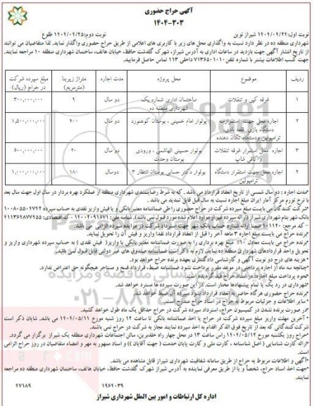 حراج حضوری غرفه کپی و تنقلات.... - نوبت دوم