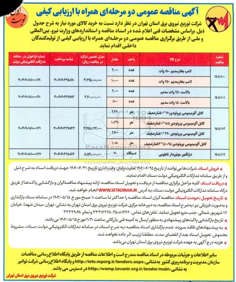  ناقصه خرید لامپ بخار سدیم....