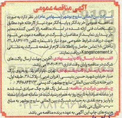 مناقصه عمومی خرید آنکر و پایه انکر
