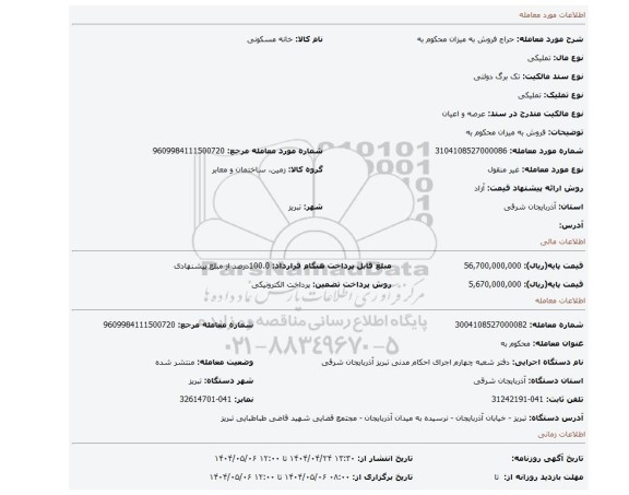 مزایده، فروش به میزان محکوم به