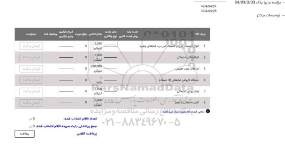 مزایده عمومی انواع لاستیک چرخ و لاستیک دور درب ضایعاتی و غیره ...
