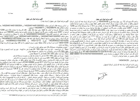 مزایده یک قطعه زمین به مساحت 198 مترمربع 