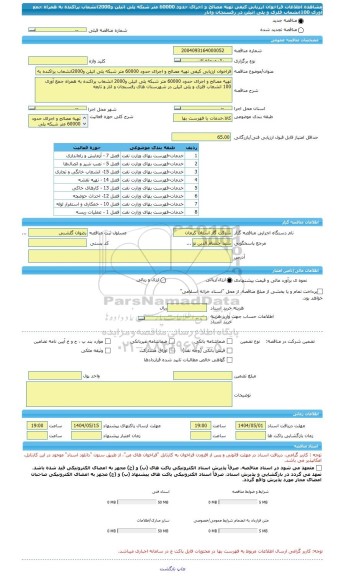 مناقصه، فراخوان ارزیابی کیفی تهیه مصالح و اجرای حدود 60000 متر شبکه پلی اتیلن و2000انشعاب پراکنده به همراه جمع آوری 100انشعاب فلزی و پلی اتیلن در رفسنجان وانار