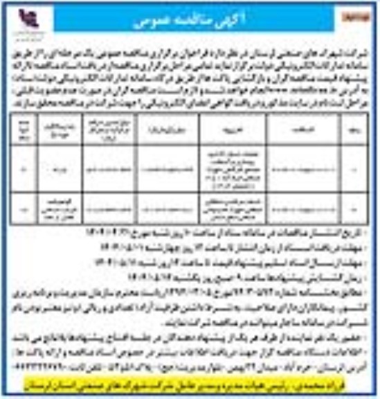 مناقصه عملیات جدولگذاری روسازی و اسفالت مجتمع کارگاهی شهرک صنعتی.... نوبت دوم