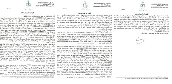 مزایده فروش ملک مشاع به پلاک ثبتی 32887 فرعی از 232 اصلی