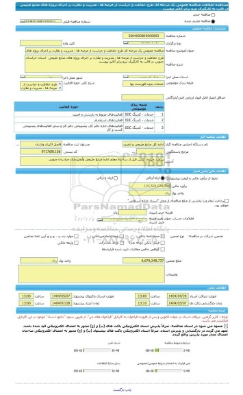 مناقصه، مناقصه عمومی یک مرحله ای طرح حفاظت و حراست از عرصه ها ، مدیریت و نظارت بر اجرای پروژه های منابع طبیعی در قالب به کارگیری نیرو برابر آنالیز پیوست