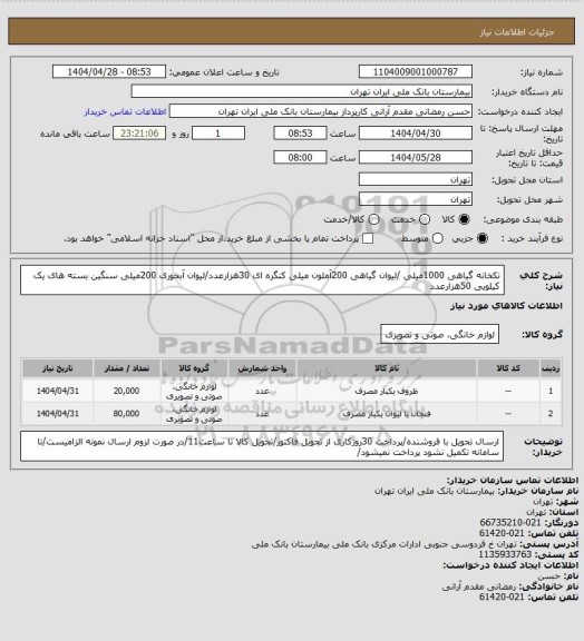 استعلام تکخانه گیاهی 1000میلی /لیوان گیاهی 200آملون میلی کنگره ای 30هزارعدد/لیوان آبخوری 200میلی سنگین بسته های یک کیلویی 50هزارعدد