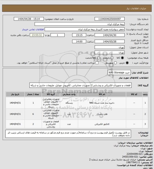 استعلام خرید NAS Storeage