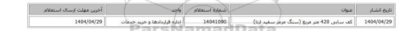 کف سابی 420 متر مربع (سنگ مرمر سفید ازنا)
