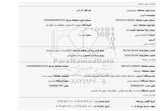 مزایده، فروش
