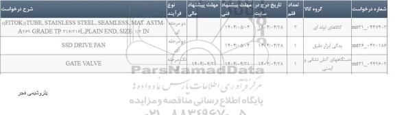استعلام FITOK))TUBE, STAINLESS STEEL, SEAMLESS, MAT. ASTM A269 GRADE TP 316/316 L PLAIN END, SIZE: 1/2 IN....