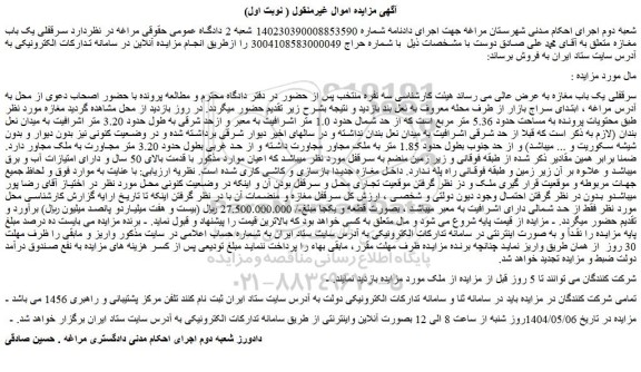 مزایده سرقفلی یک باب مغازه