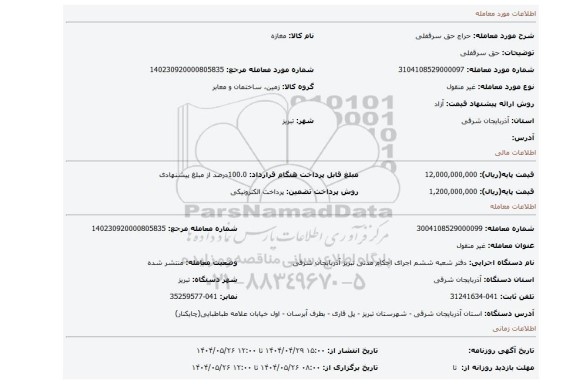 مزایده، حق سرقفلی