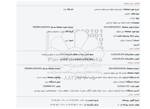 مزایده، مزایده اموال غیر منقول مشاعی