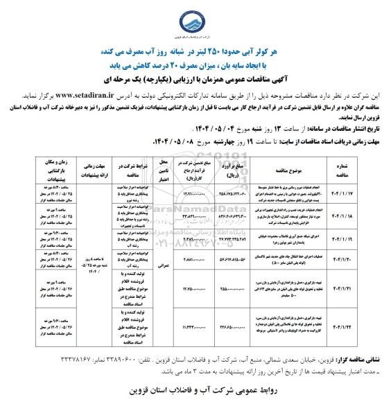مناقصه انجام عملیات نیرو رسانی برق با خط فشار متوسط 20 کیلوولت بصورت هوایی ....