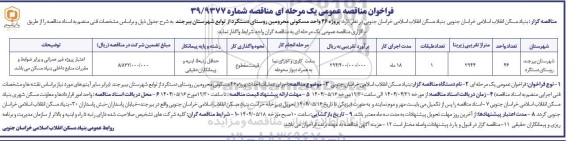 مناقصه پروژه 46 واحد مسکونی محرومین روستای ...