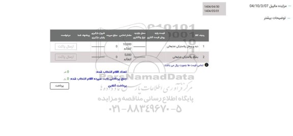 مزایده دبه و سطل پلاستیکی ضایعاتی...