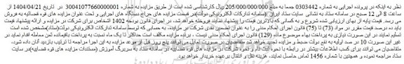 مزایده ملک تجاری پلاک ثبتی 3 فرعی از 1480 بخش 11 ناحیه 2	