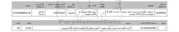 استعلام ساپورت نگهدارنده نسوز سقف ریفرمر Y تایپ به قطر 8 میلیمتر و ارتفاع 230 میلیمتر