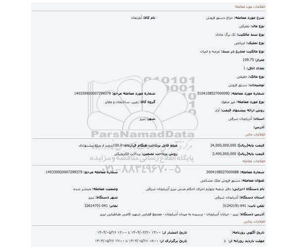 مزایده، دستور فروش