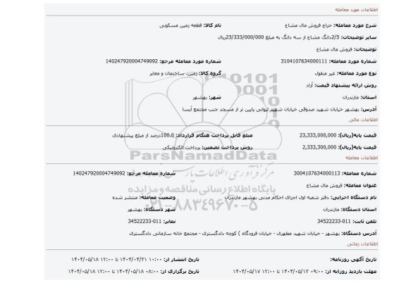 مزایده، فروش مال مشاع