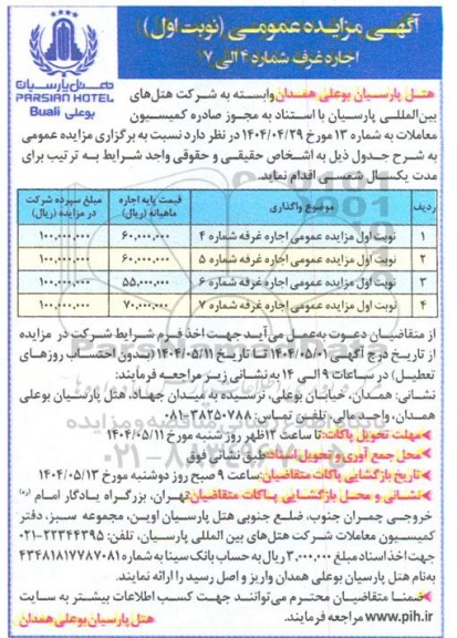 آگهی مزایده عمومی اجاره غرفه شماره 4....