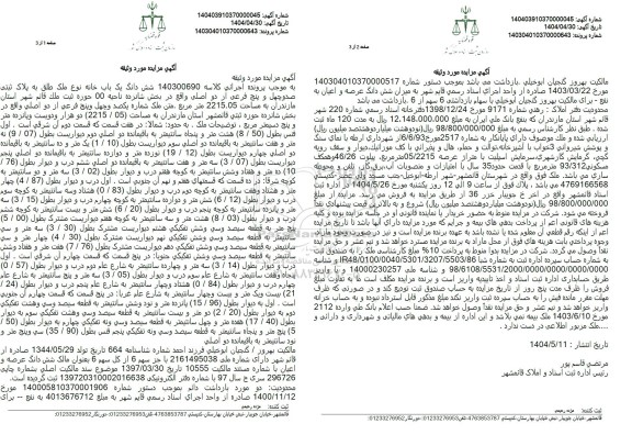 مزایده فروش یکباب خانه به پلاک ثبتی 145 فرعی از دو اصلی