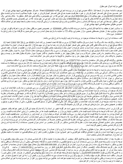 مزایده ششدانگ ملک 92صدم دانگ از شش دانگ ملک