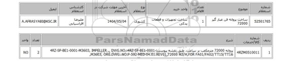 استعلام ساخت پروانه فن غبار گیر 72000